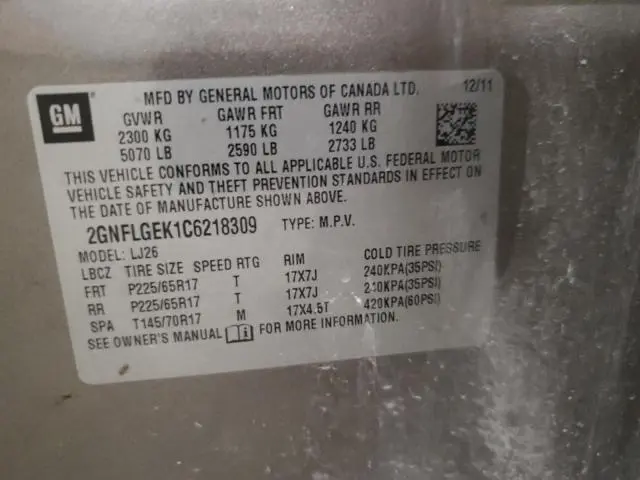 2012 CHEVROLET EQUINOX LTZ  