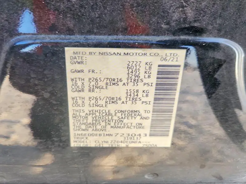 2021 NISSAN FRONTIER SV  
