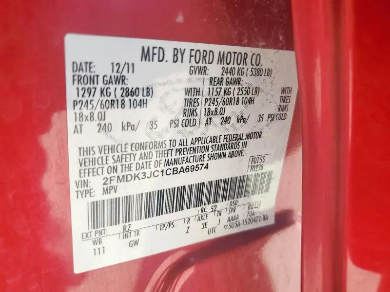 2012 FORD EDGE SEL  