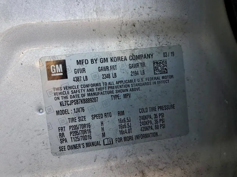 2019 CHEVROLET TRAX 1LT  