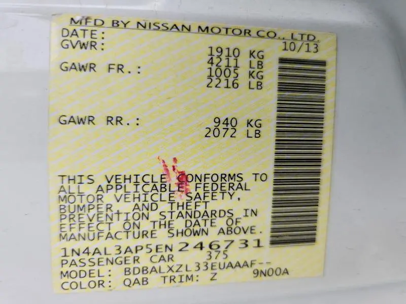 2014 NISSAN ALTIMA 2.5 SL  