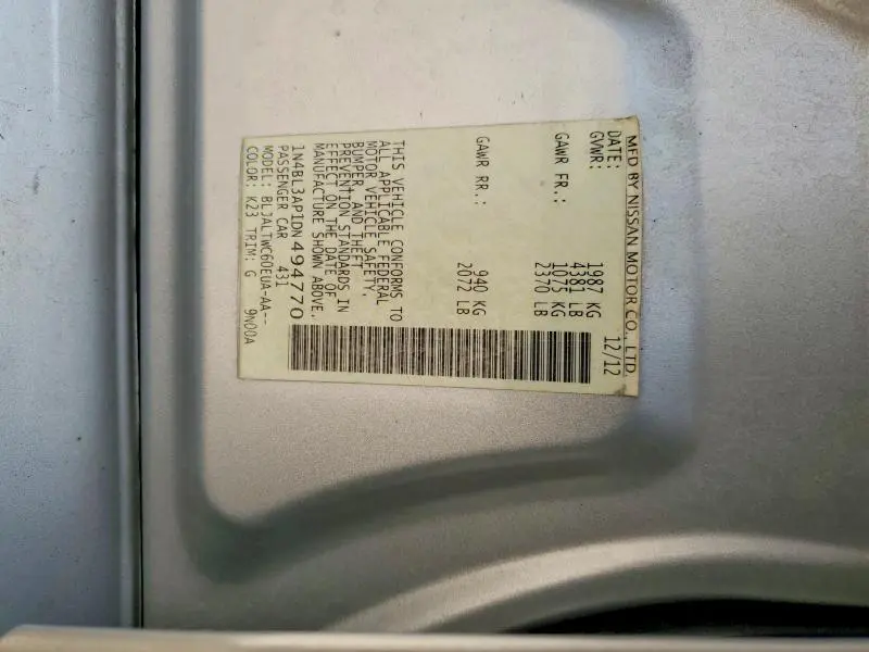 2013 NISSAN ALTIMA 3.5 S  