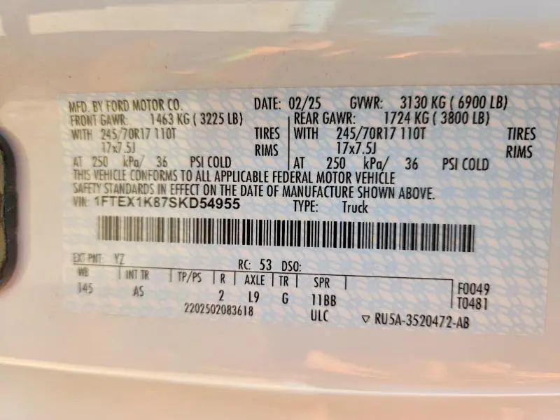 2025 FORD F150 XL  