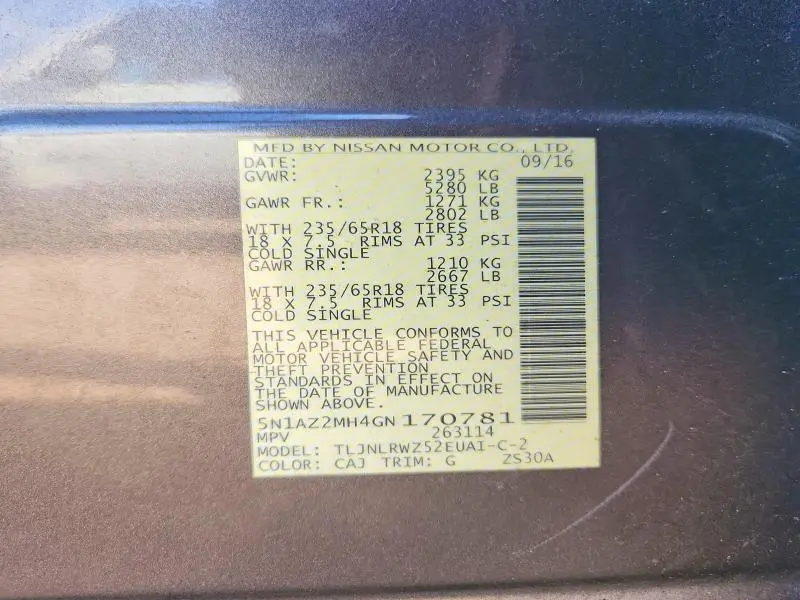 2016 NISSAN MURANO SL  