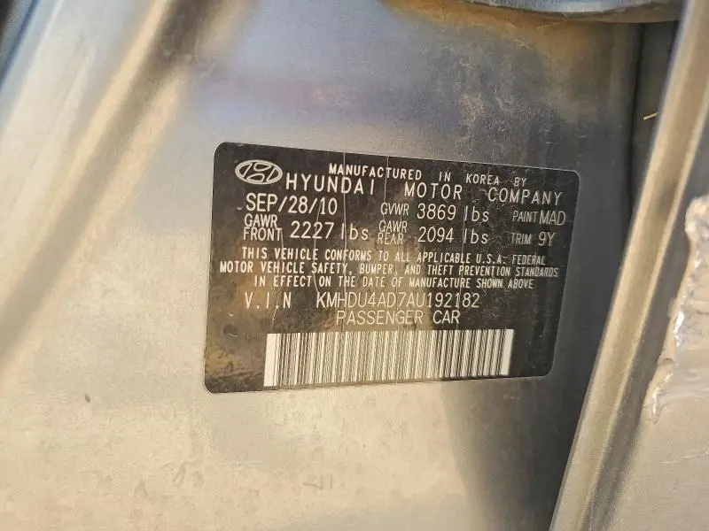 2010 HYUNDAI ELANTRA GLS  