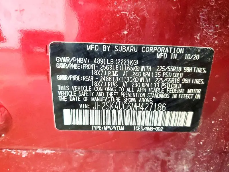 2021 SUBARU FORESTER LIMITED  