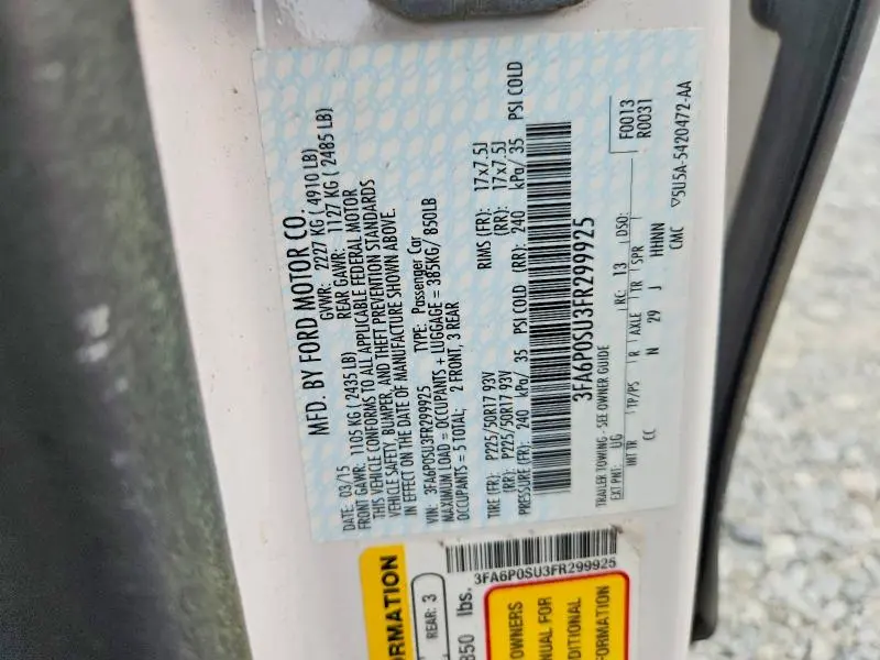 2015 FORD FUSION TITANIUM PHEV  