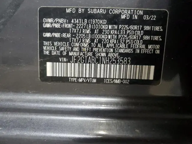 2022 SUBARU CROSSTREK   