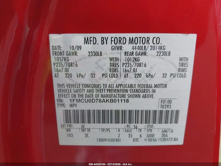 2010 FORD ESCAPE XLT