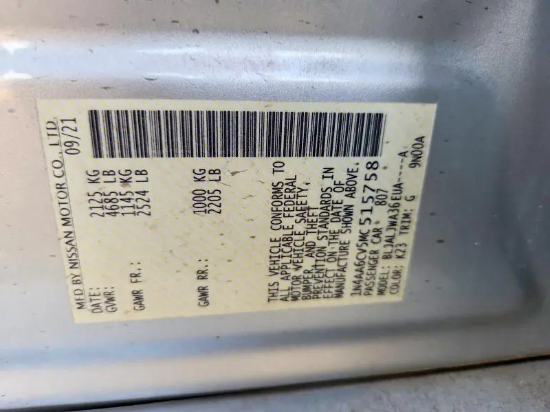 2021 NISSAN MAXIMA SV  