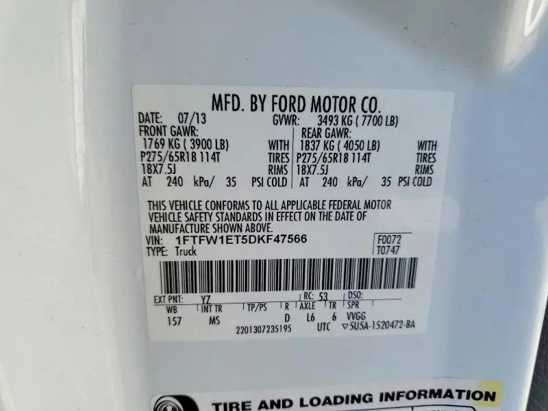 2013 FORD F150 SUPERCREW  