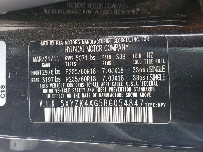 2011 HYUNDAI SANTA FE LIMITED  
