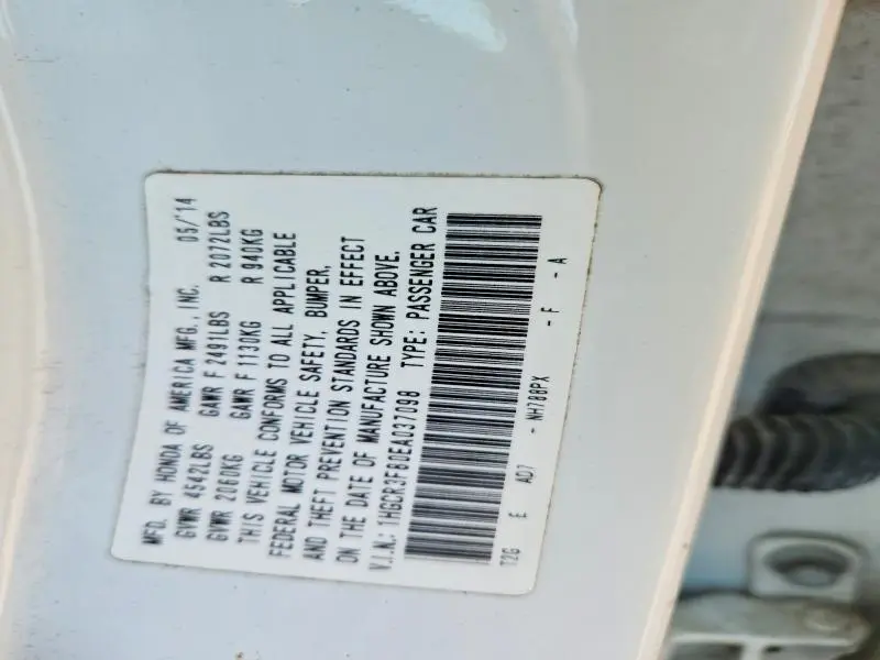 2014 HONDA ACCORD EXL  