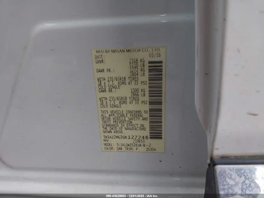 2016 NISSAN MURANO SV