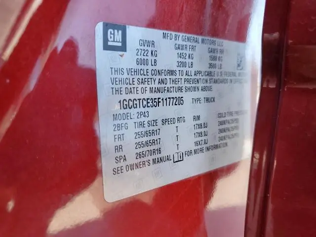 2015 CHEVROLET COLORADO Z71  