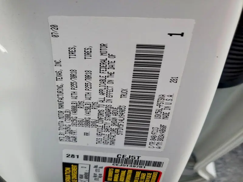 2020 TOYOTA TUNDRA SR5  