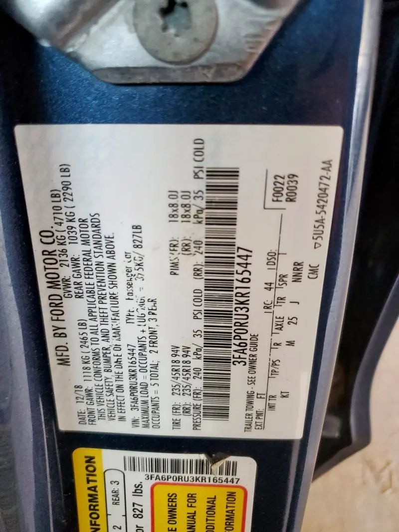 2019 FORD FUSION TITANIUM  