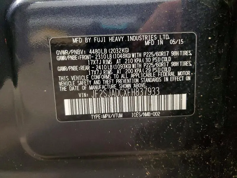 2015 SUBARU FORESTER 2.5I PREMIUM  