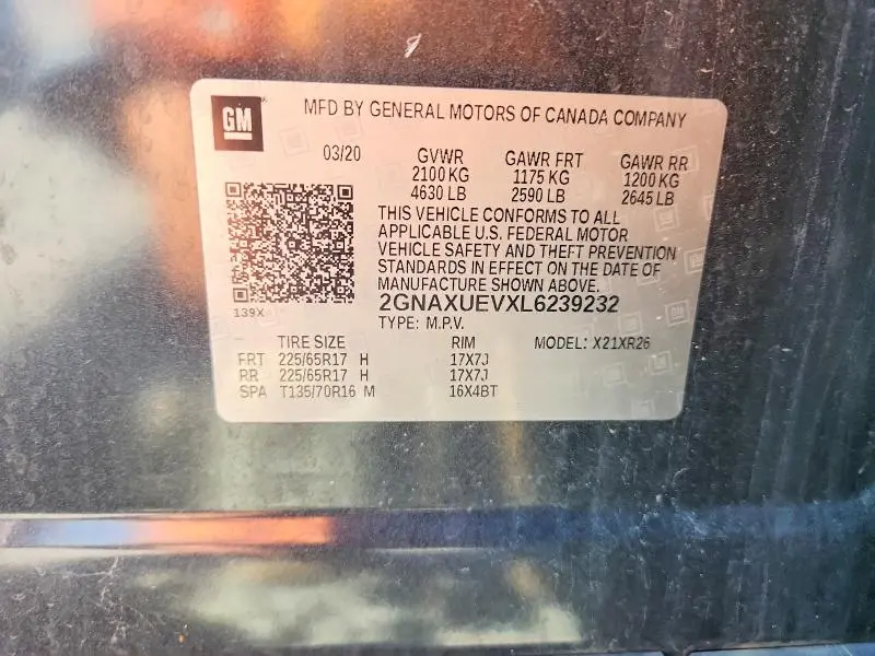 2020 CHEVROLET EQUINOX LT  