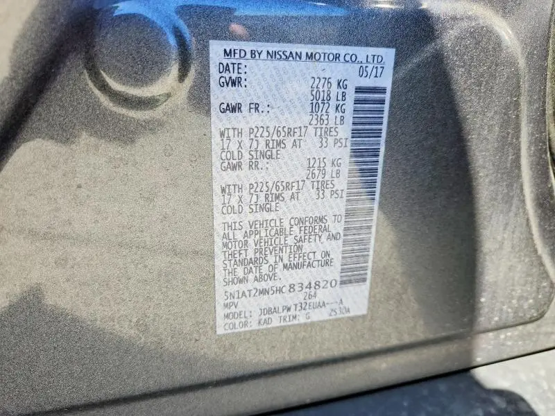 2017 NISSAN ROGUE SV  