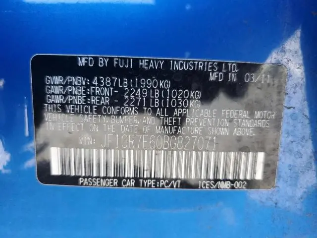 2011 SUBARU IMPREZA WRX  