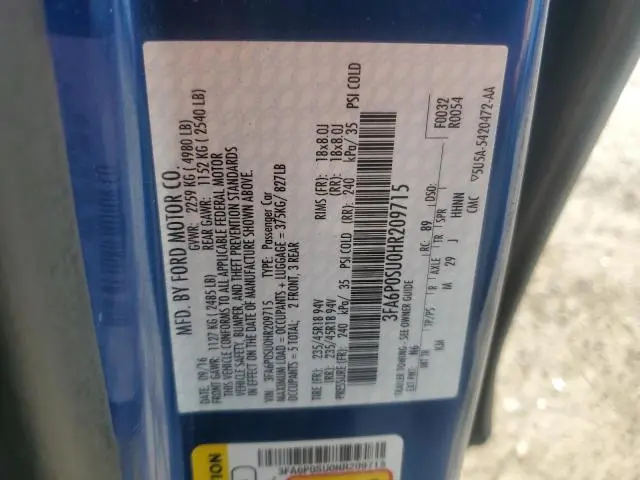 2017 FORD FUSION TITANIUM PHEV  