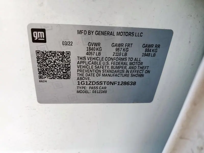 2022 CHEVROLET MALIBU LT  