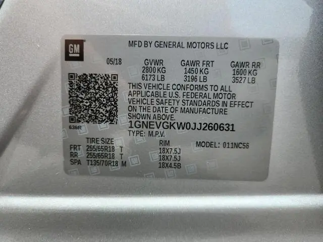 2018 CHEVROLET TRAVERSE LT  