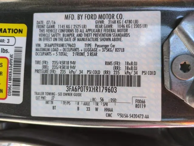 2017 FORD FUSION SE  