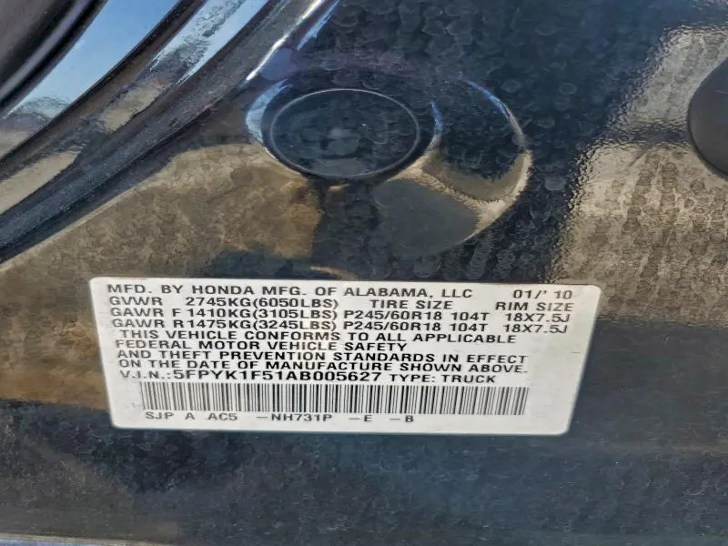 2010 HONDA RIDGELINE RTL  