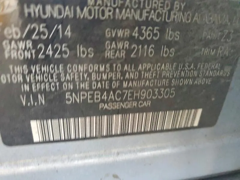 2014 HYUNDAI SONATA GLS  