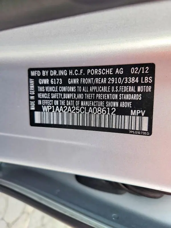 2012 PORSCHE CAYENNE   