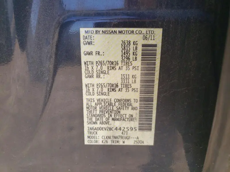 2011 NISSAN FRONTIER S  