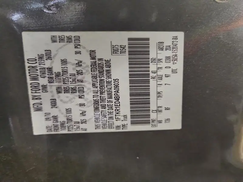 2011 FORD RANGER SUPER CAB  