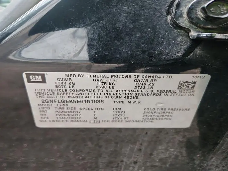 2014 CHEVROLET EQUINOX LT  