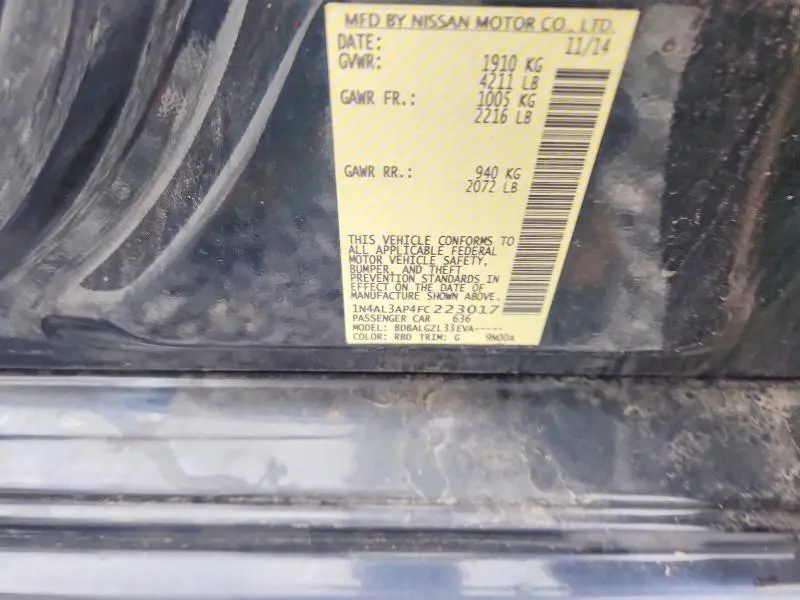 2015 NISSAN ALTIMA 2.5 S  