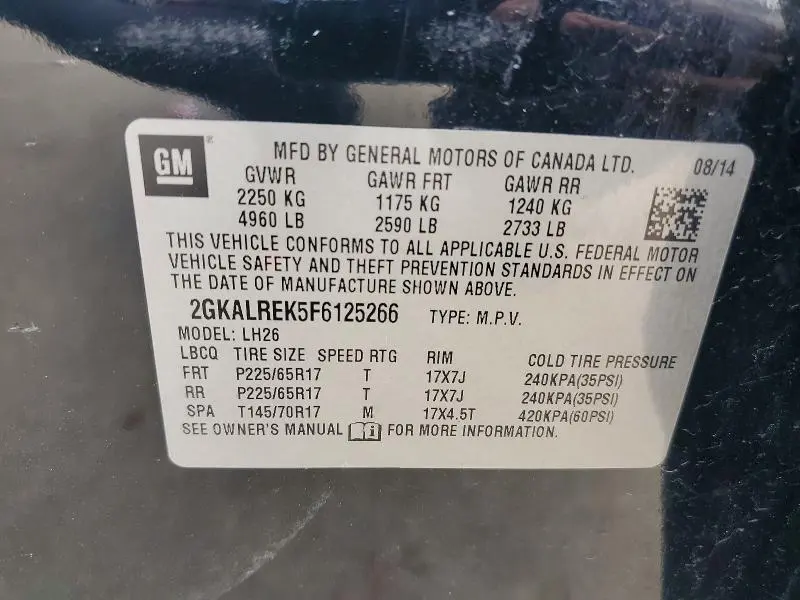 2015 GMC TERRAIN SLE  