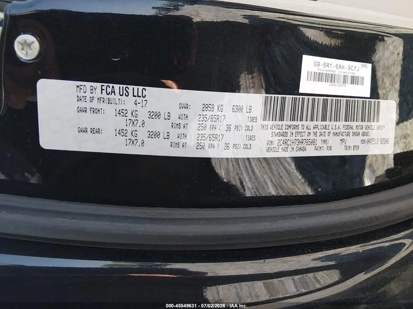 2017 CHRYSLER PACIFICA HYBRID TOURING PLUS