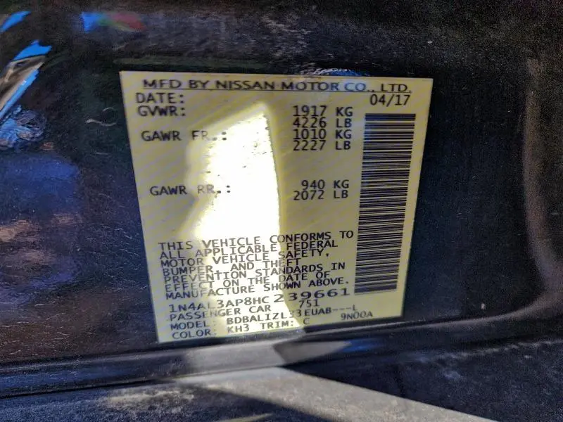 2017 NISSAN ALTIMA 2.5  