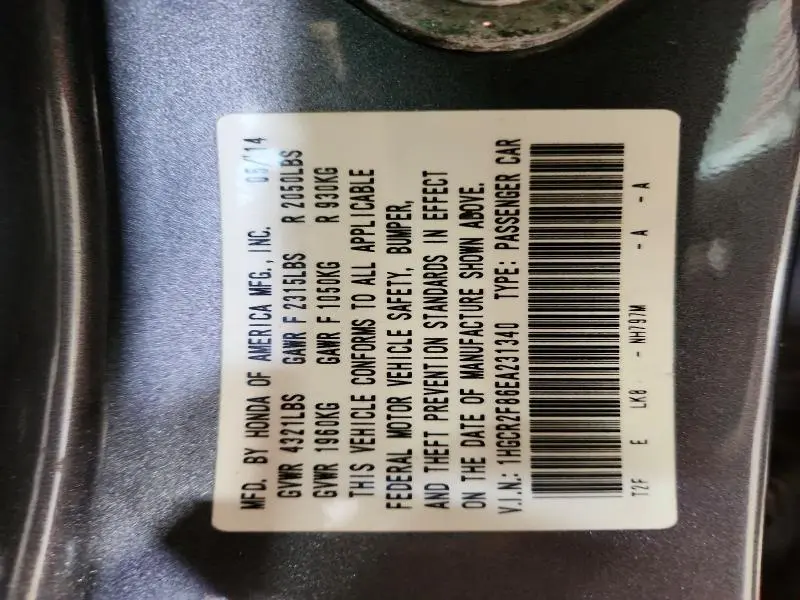 2014 HONDA ACCORD EXL  