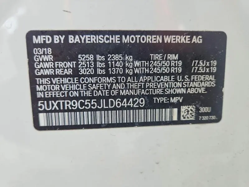2018 BMW X3 XDRIVE30I  