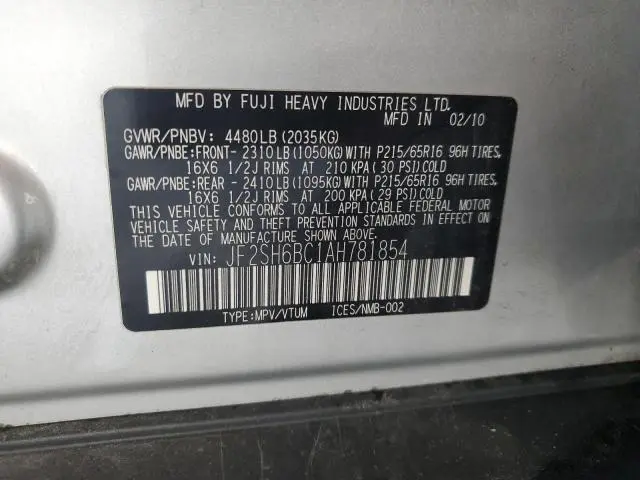 2010 SUBARU FORESTER XS  