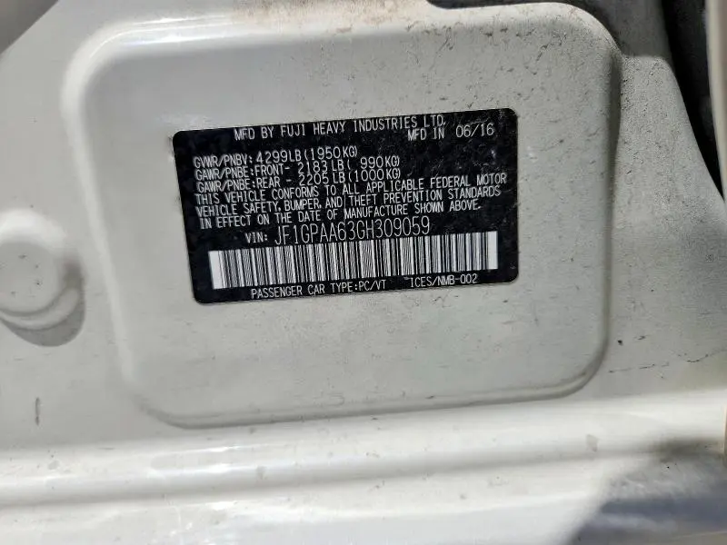 2016 SUBARU IMPREZA   