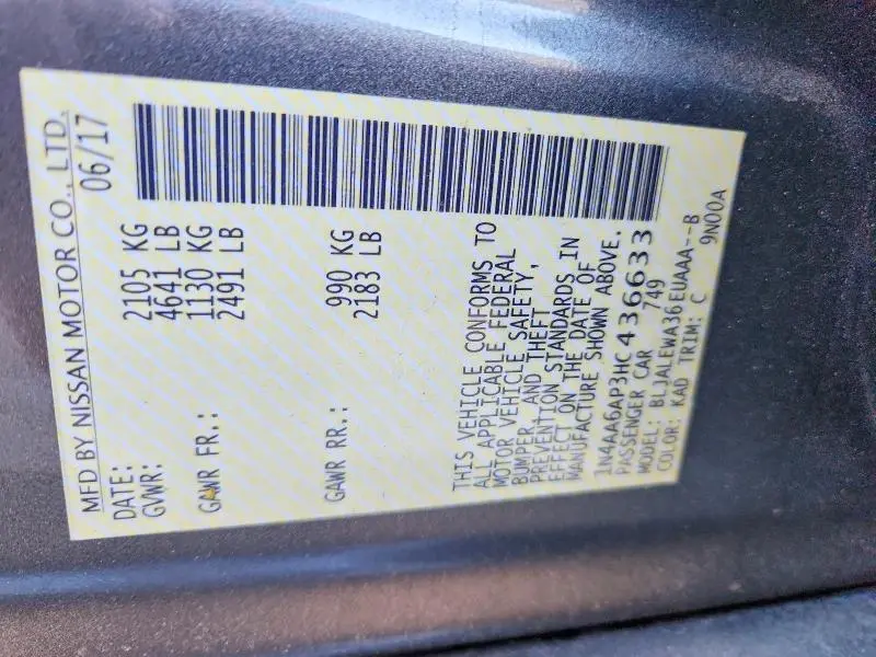 2017 NISSAN MAXIMA 3.5 SL  