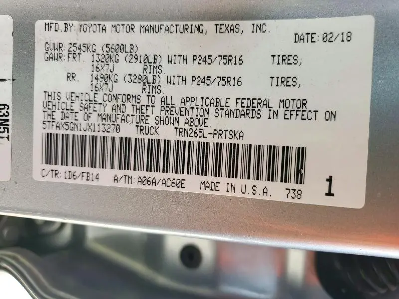 2018 TOYOTA TACOMA SR  