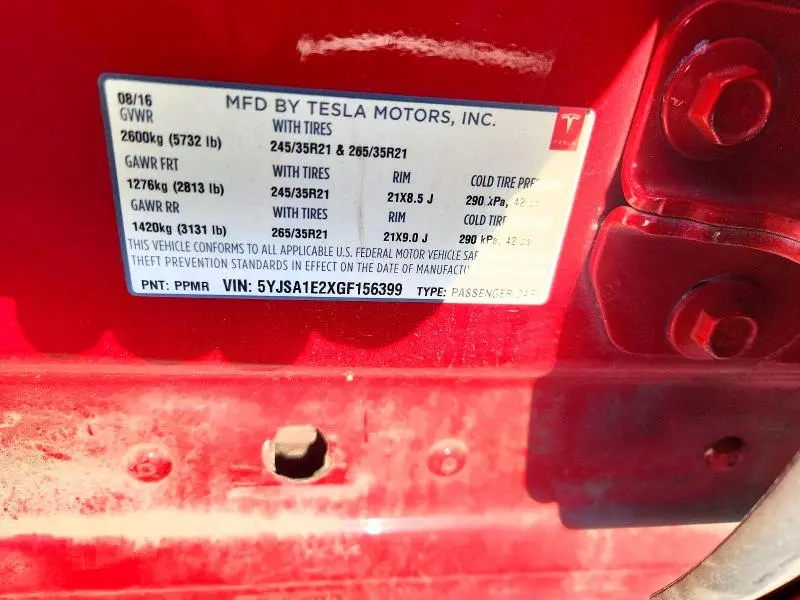 2016 TESLA MODEL S   