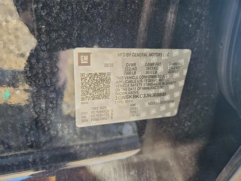 2018 CHEVROLET TAHOE K1500 LT  