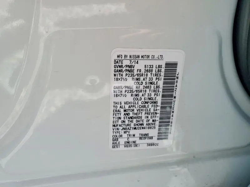 2014 NISSAN MURANO S  