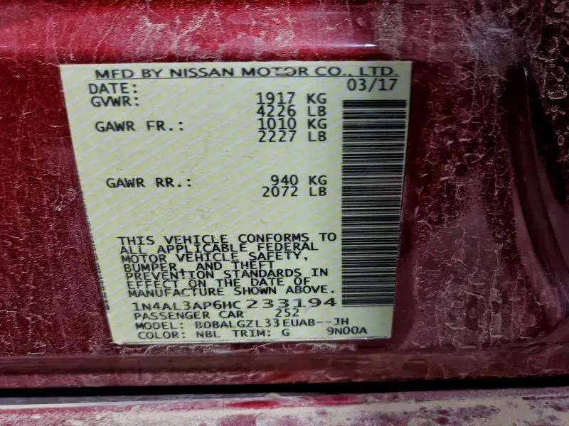 2017 NISSAN ALTIMA 2.5  