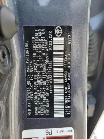 2014 TOYOTA CAMRY L  